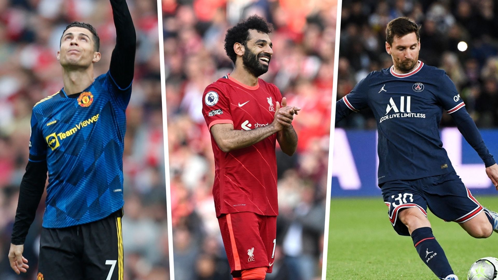 Cristiano Ronaldo, Mohamed Salah, Lionel Messi GFX