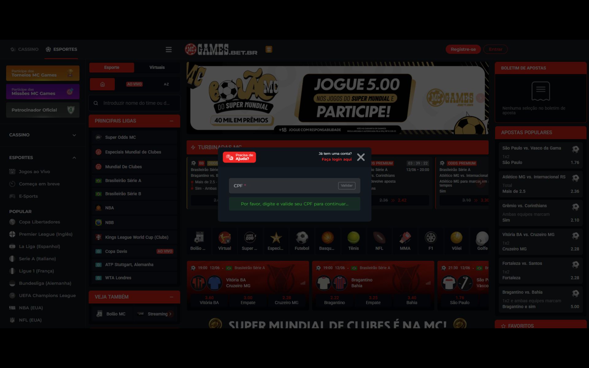 MCGames formulário de cadastro