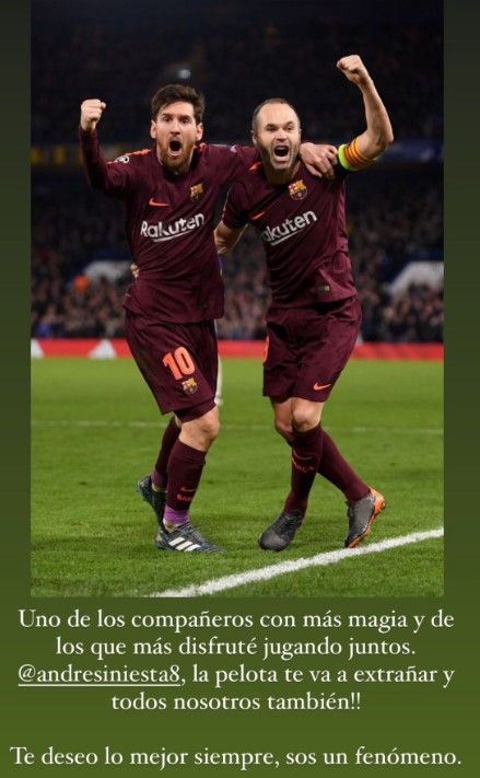 Lionel Messi tribute Andres Iniesta