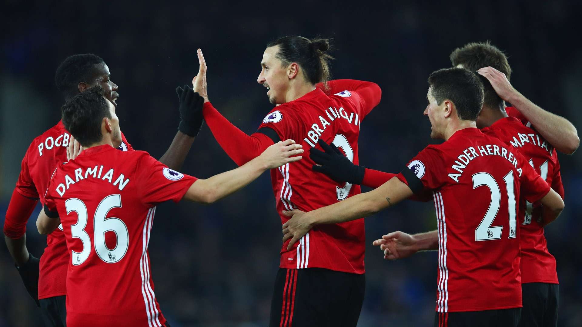 Zlatan Ibrahimovic Paul Pogba Ander Herrera Matteo Darmian Manchester United Premier League