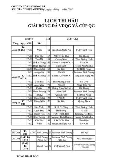 Lịch thi đấu V.League