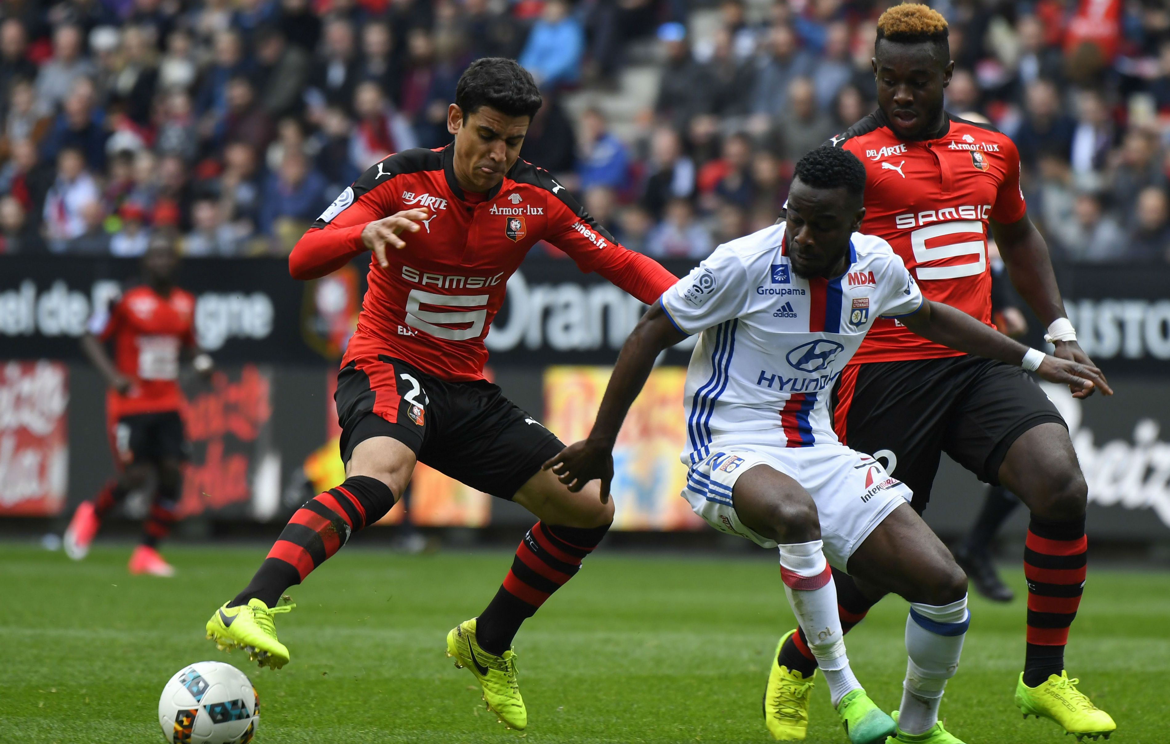 Maxwell Cornet Benjamin Andre Rennes Lyon Ligue 1 02042017