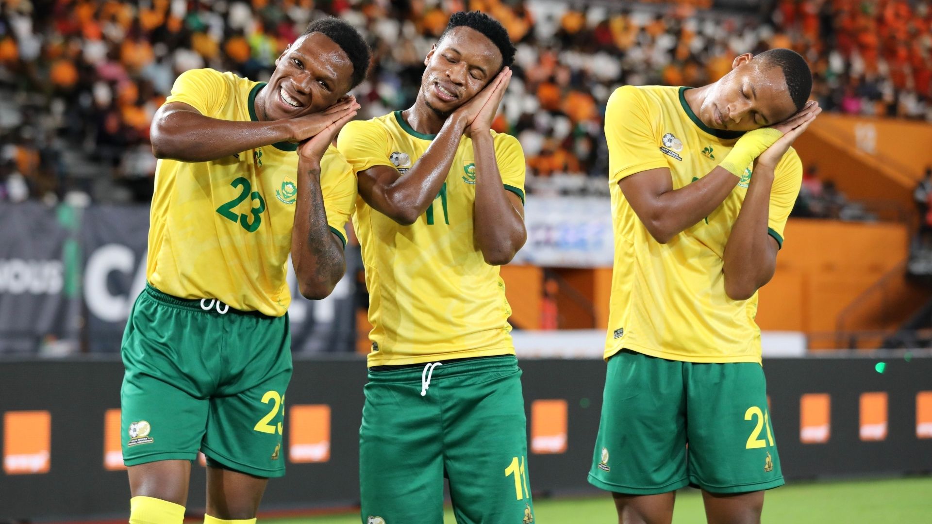 Lebo Mothiba, Themba Zwane, and Mihlali Mayambela, Bafana Bafana