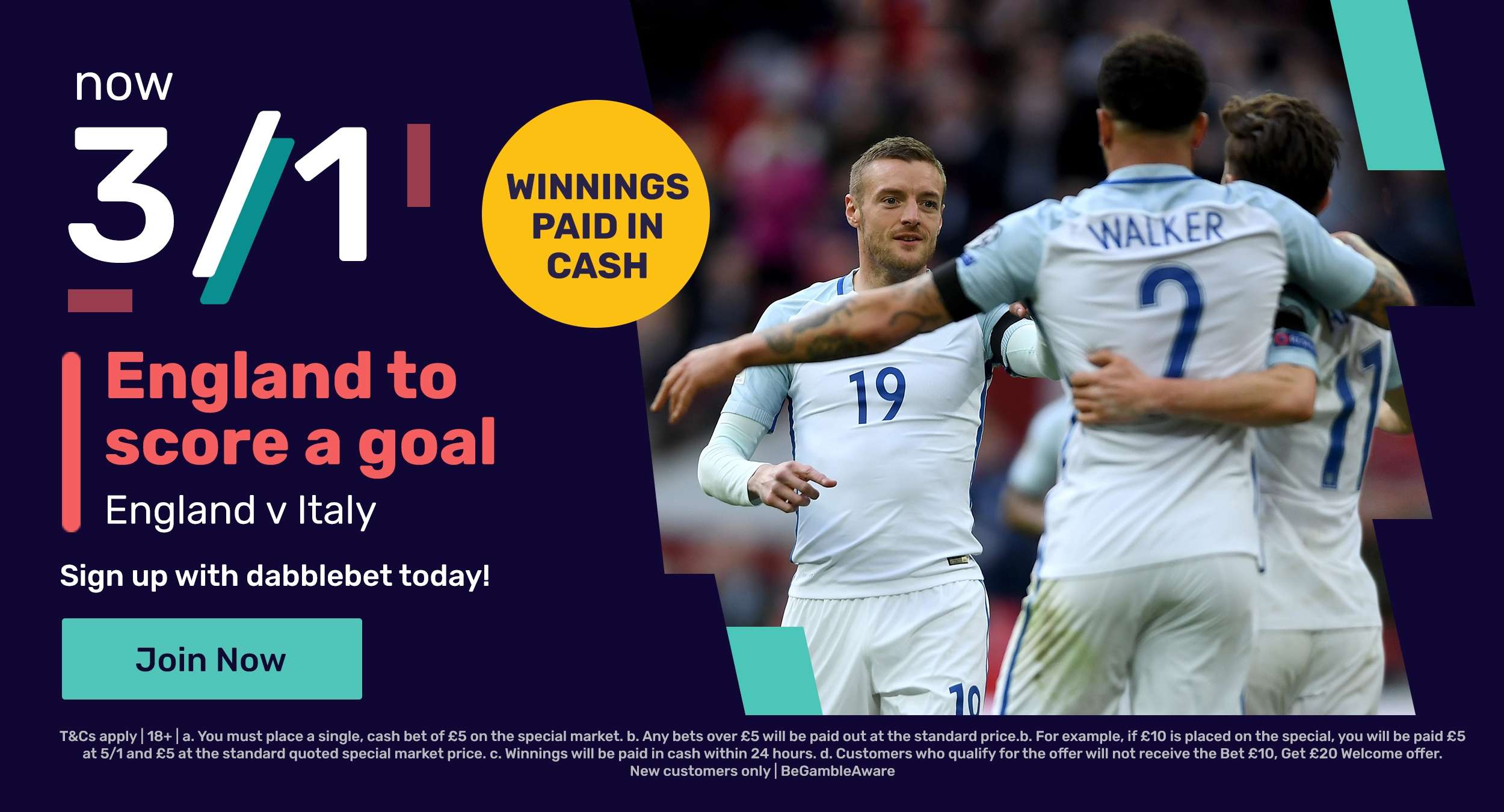 England Italy dabblebet new customer offer graphic