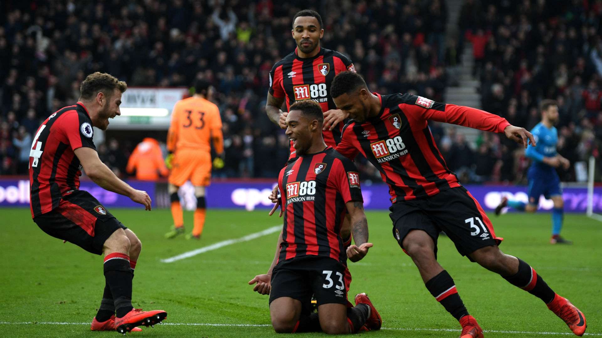 Jordan Ibe Bournemouth celebrate vs Arsenal