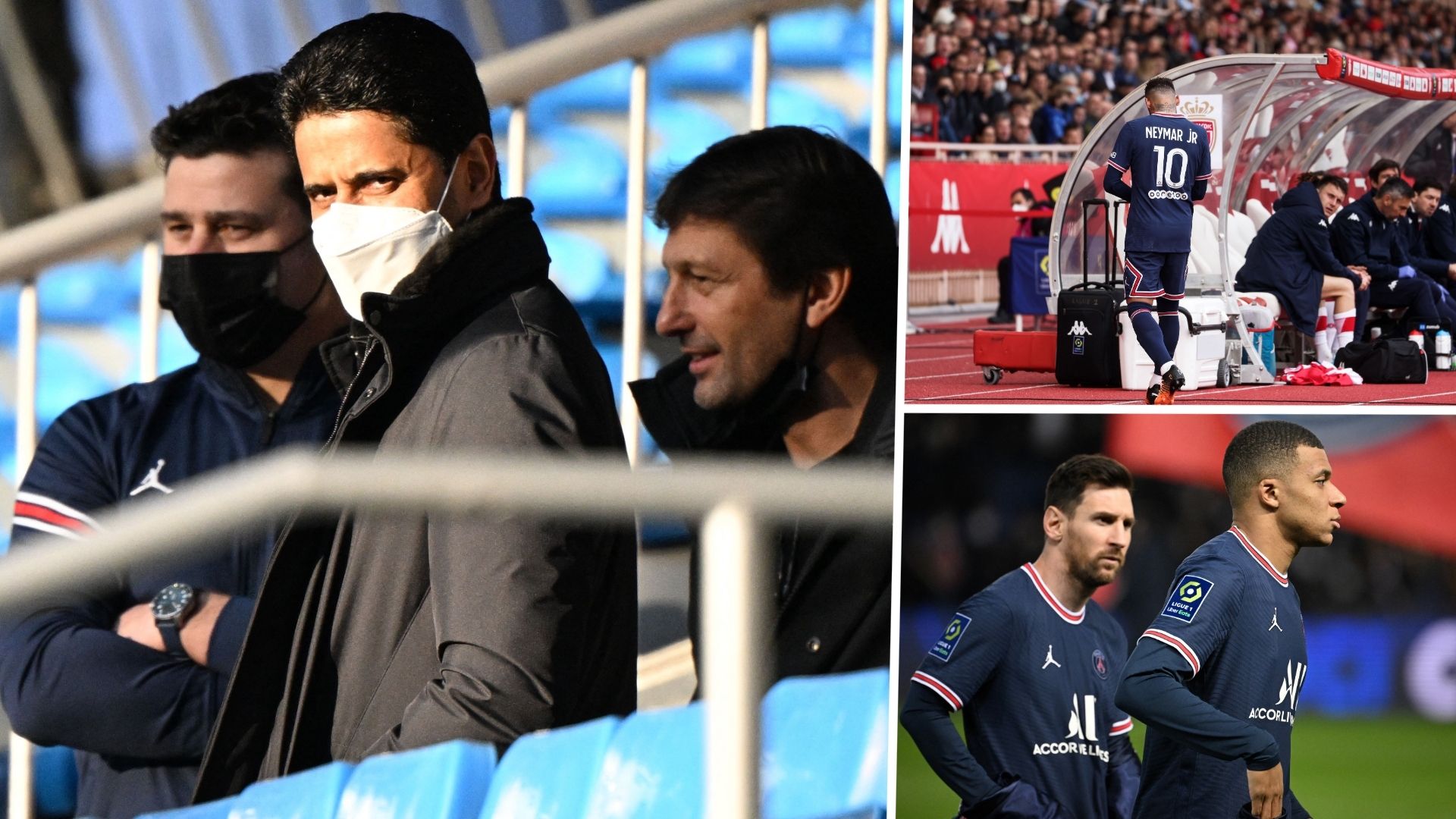 Nasser Al-Khelaifi, Neymar, Lionel Messi, Kylian Mbappé GFX