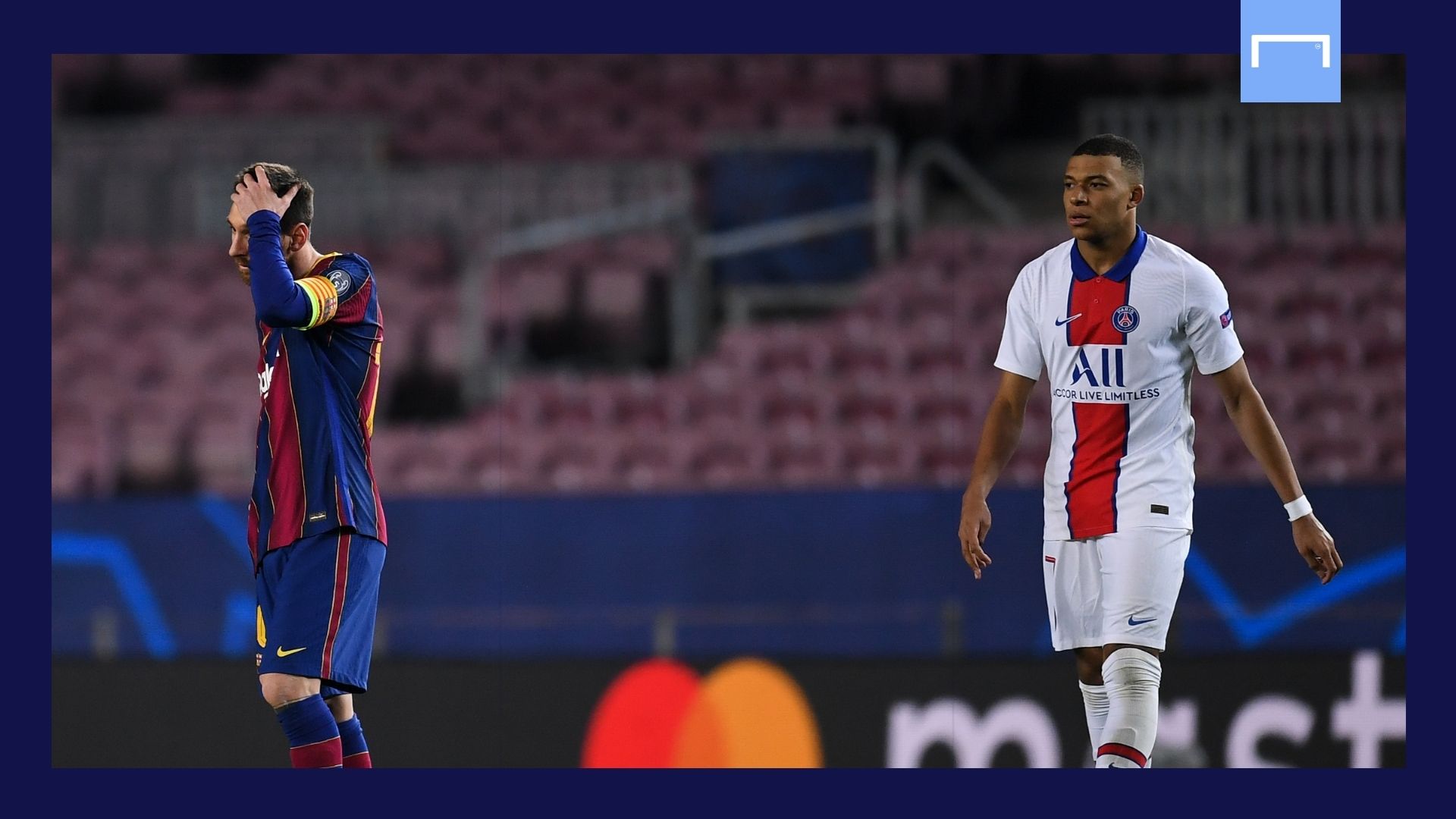 Messi Mbappe Barcelona PSG GFX