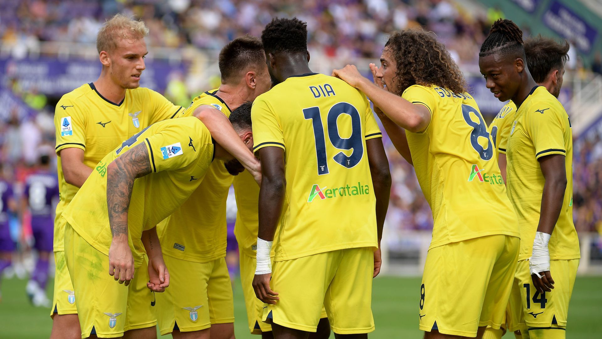 Lazio players celebrating Fiorentina Lazio Serie A