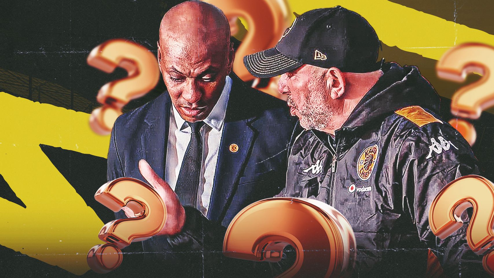 Nasreddine Nabi and Kaizer Motaung Jr of Kaizer Chiefs 