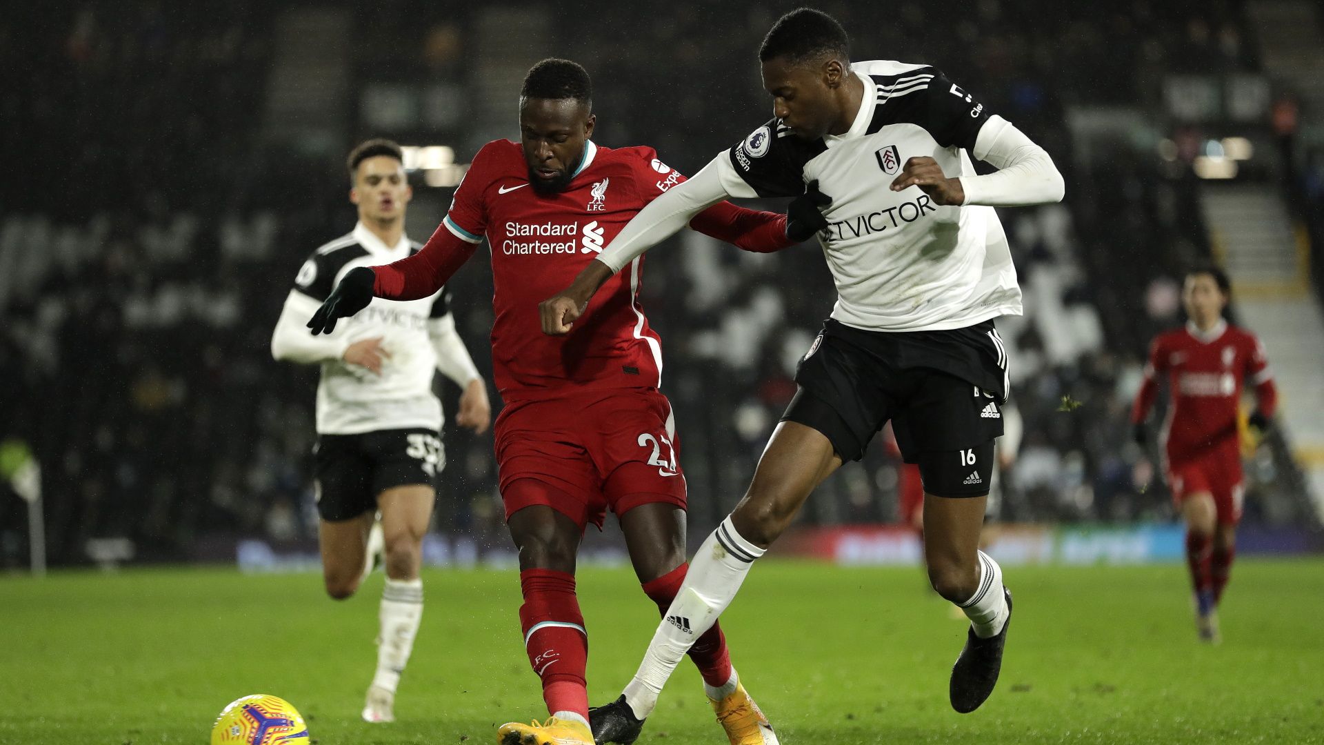 Tosin Adarabioyo of Fulham & Liverpool's Divock Origi