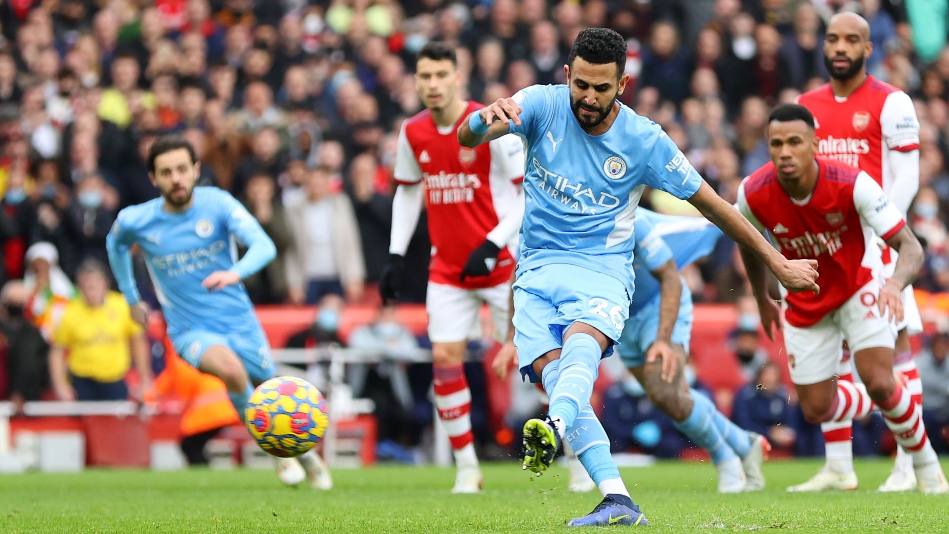 Riyad Mahrez penalty, Arsenal vs Man City 2021-22