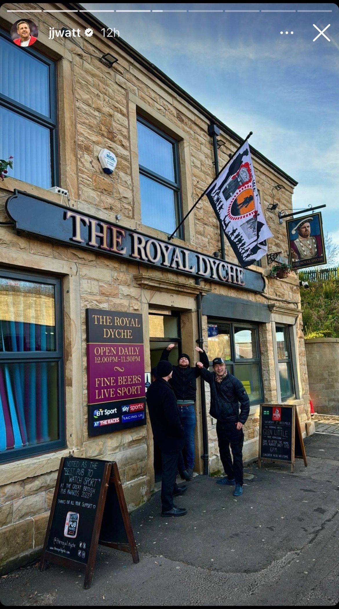 JJ Watt Instagram Story Burnley