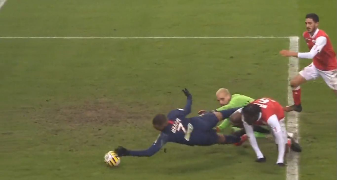 Mbappe handball Reims vs PSG