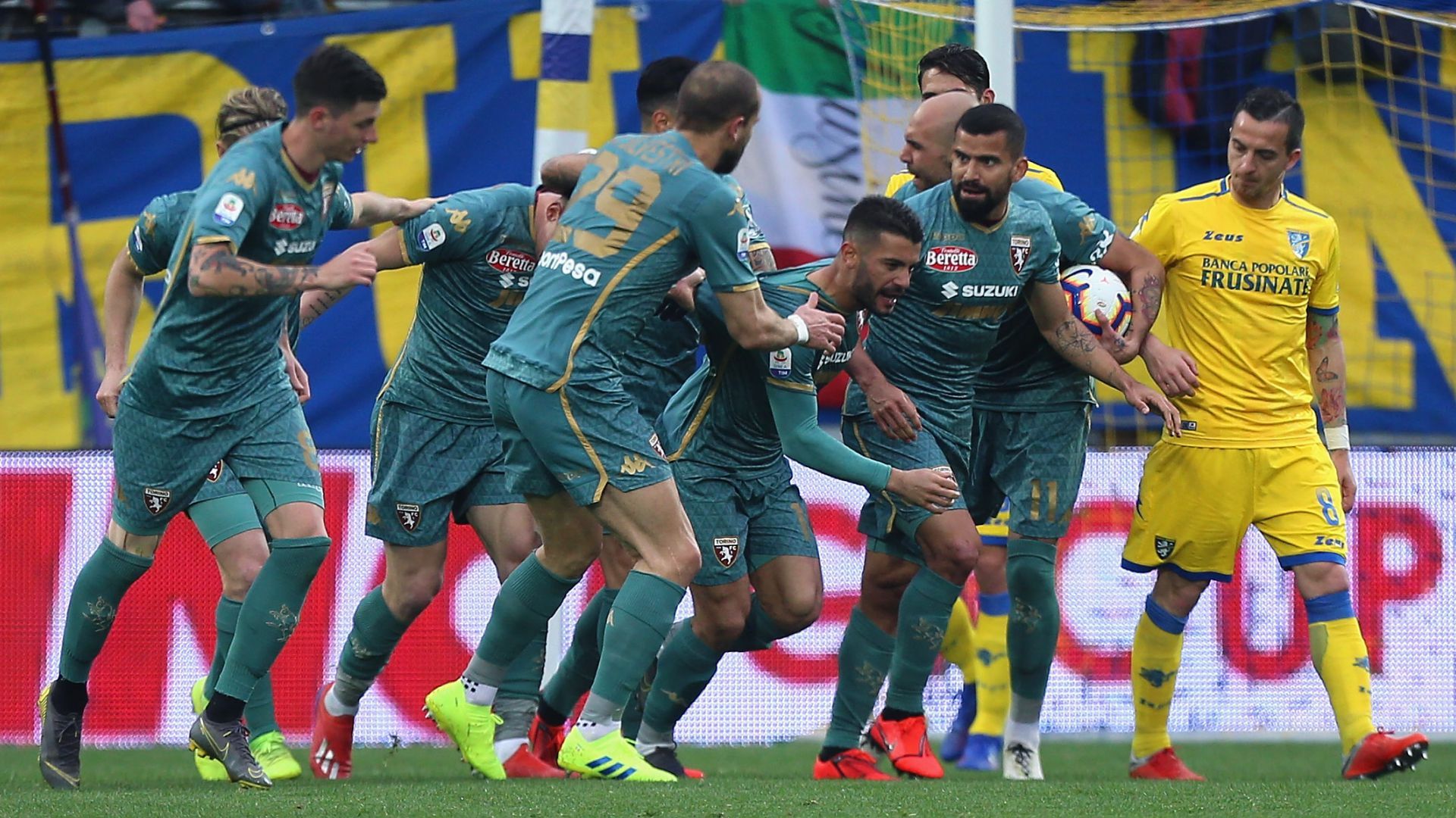 Torino players celebrating Frosinone Torino Serie A