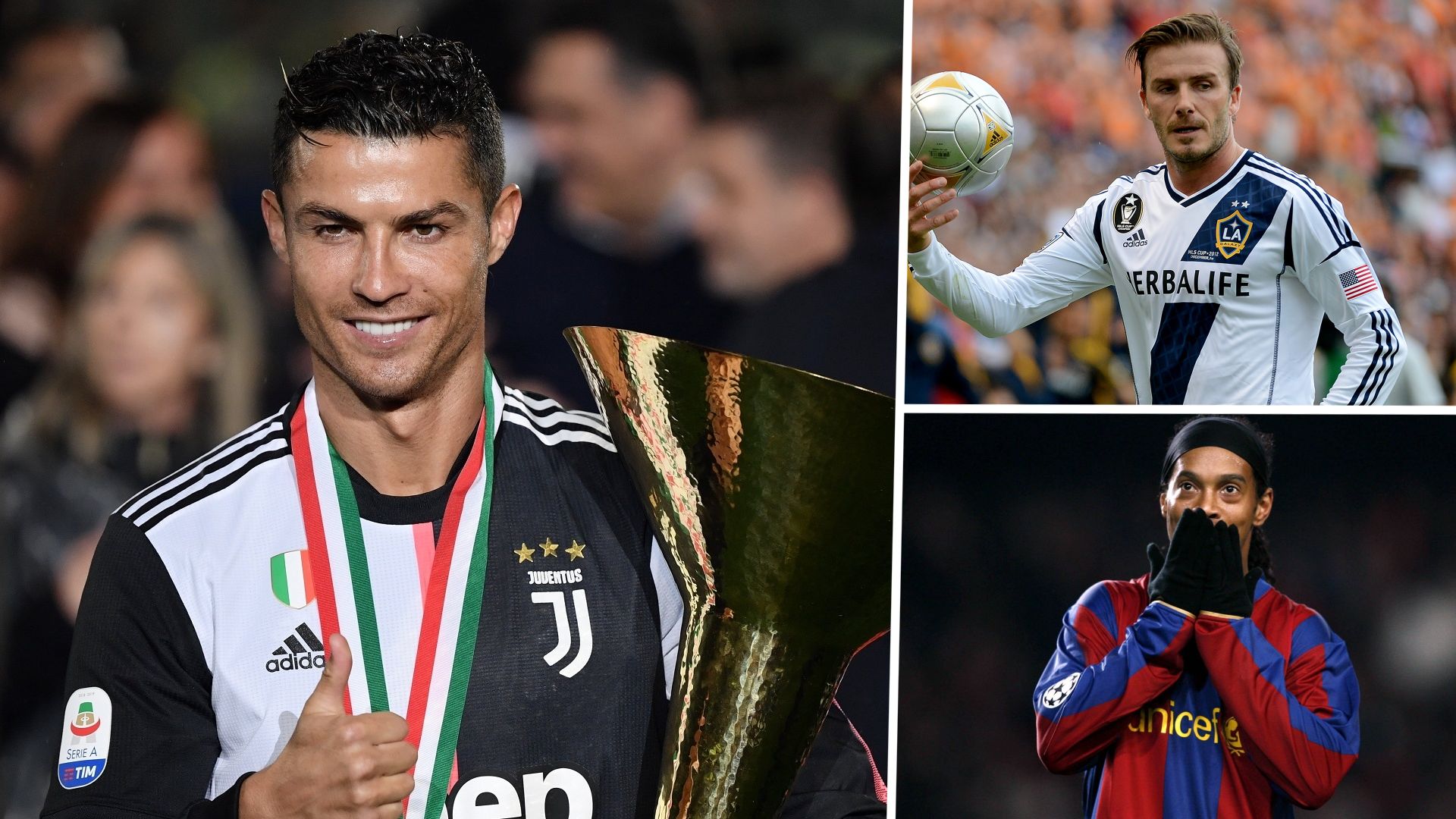 Cristiano Ronaldo, David Beckham, Ronaldinho collage