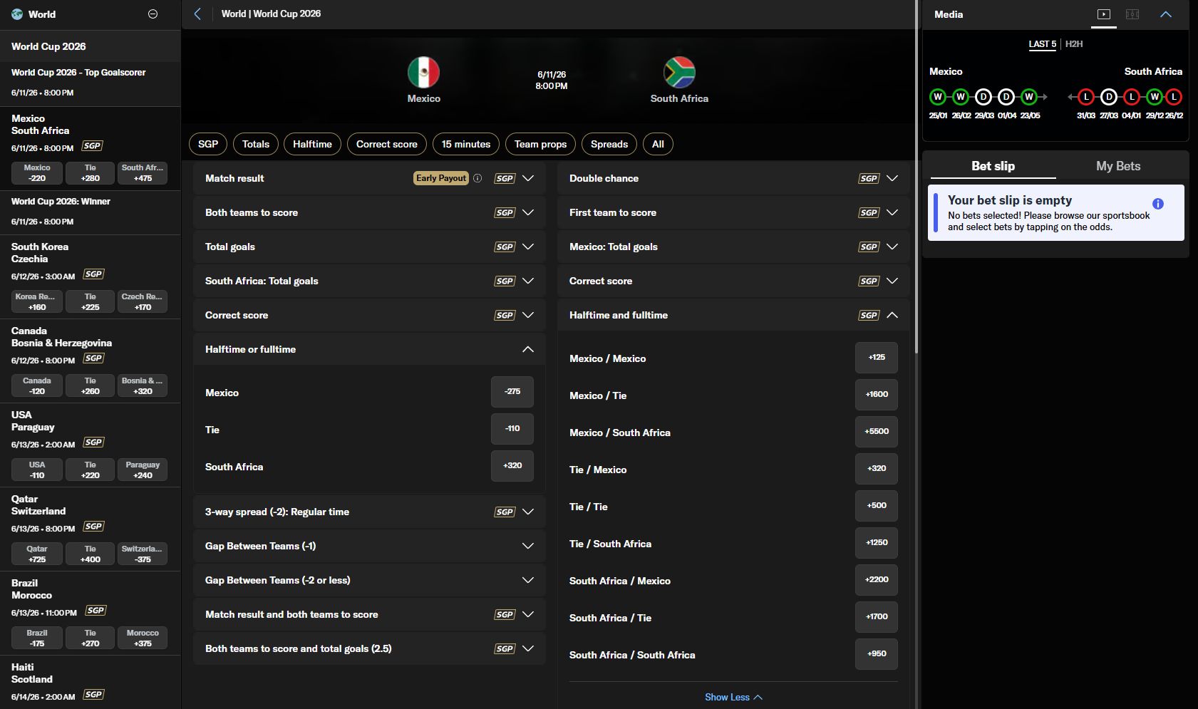 half-time full-time world cup betting