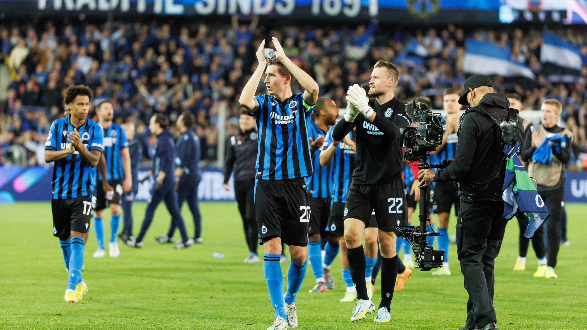 Brugge players celebrating Brugge Atletico Madrid Champions League