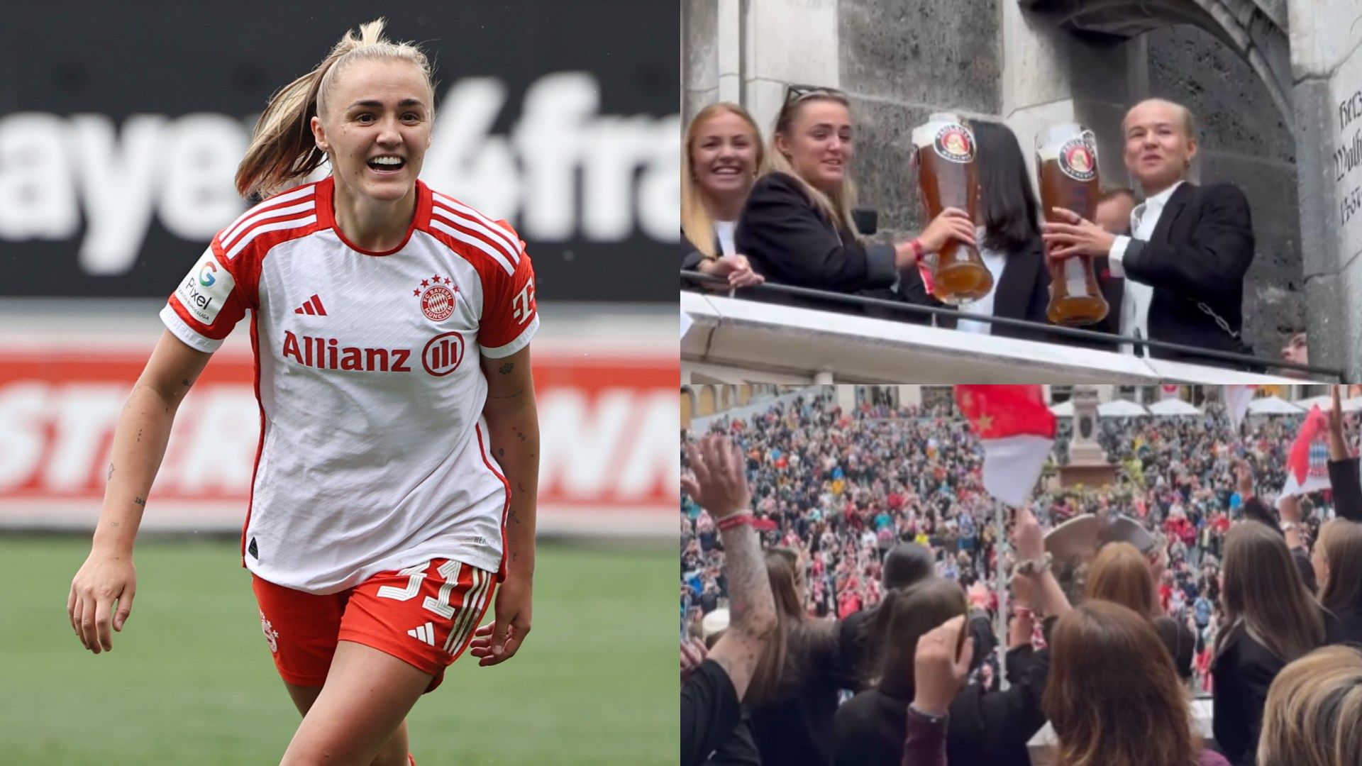 Georgia Stanway celebrates Bayern Munich's Bundesliga triumph