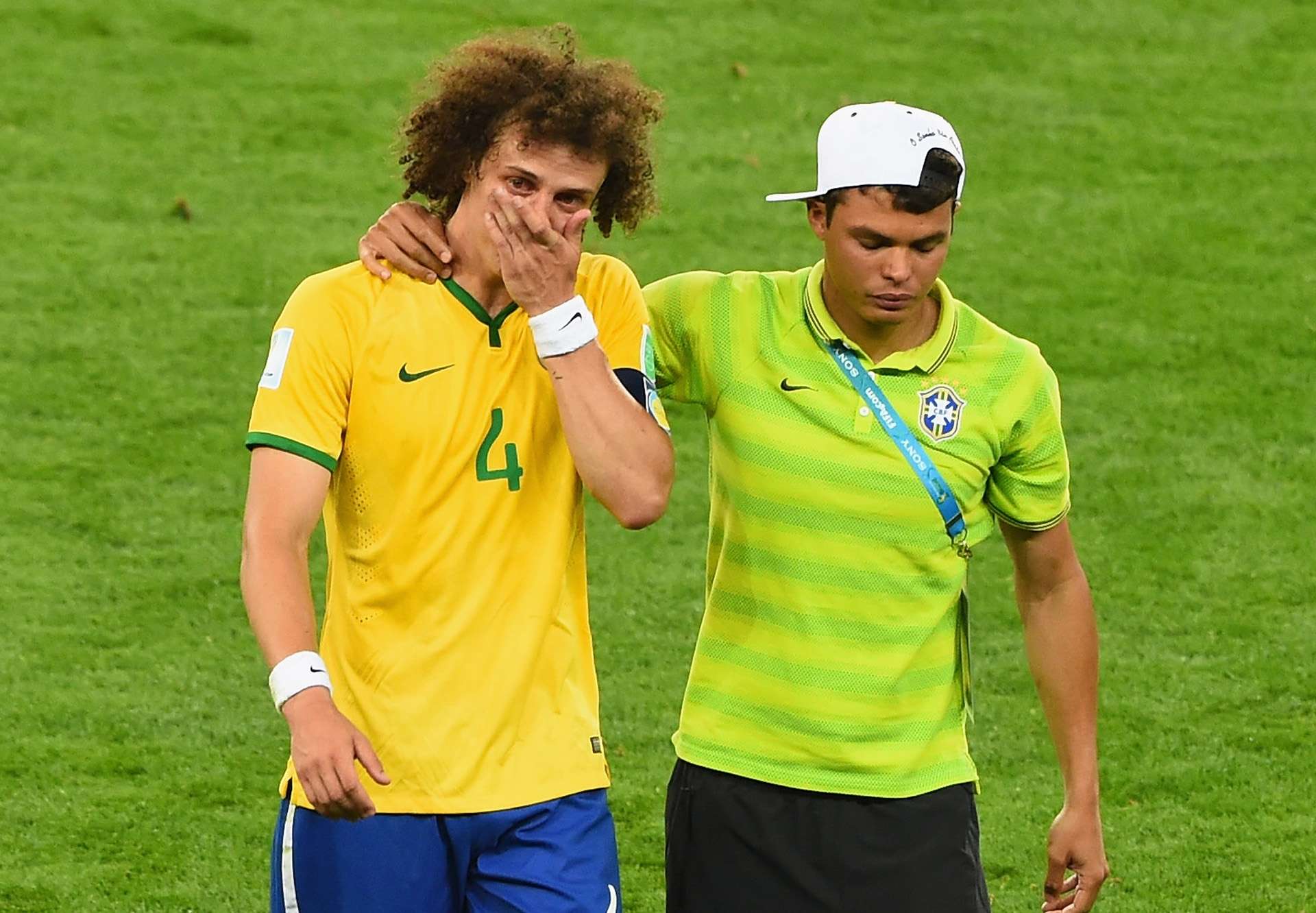 Thiago Silva consolates David Luiz Brazil Germany 2014 World Cup 07082014