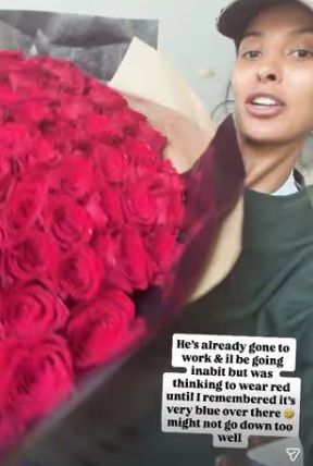 Maya Jama Valentine's Day Ruben Dias roses 2026