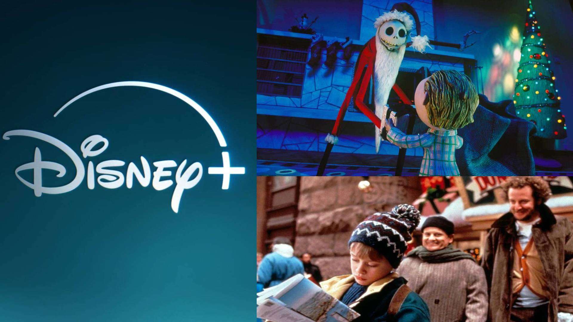 The Disney+ logo, The Nightmare Before Christmas, and Home Alone 2: Lost in New York.