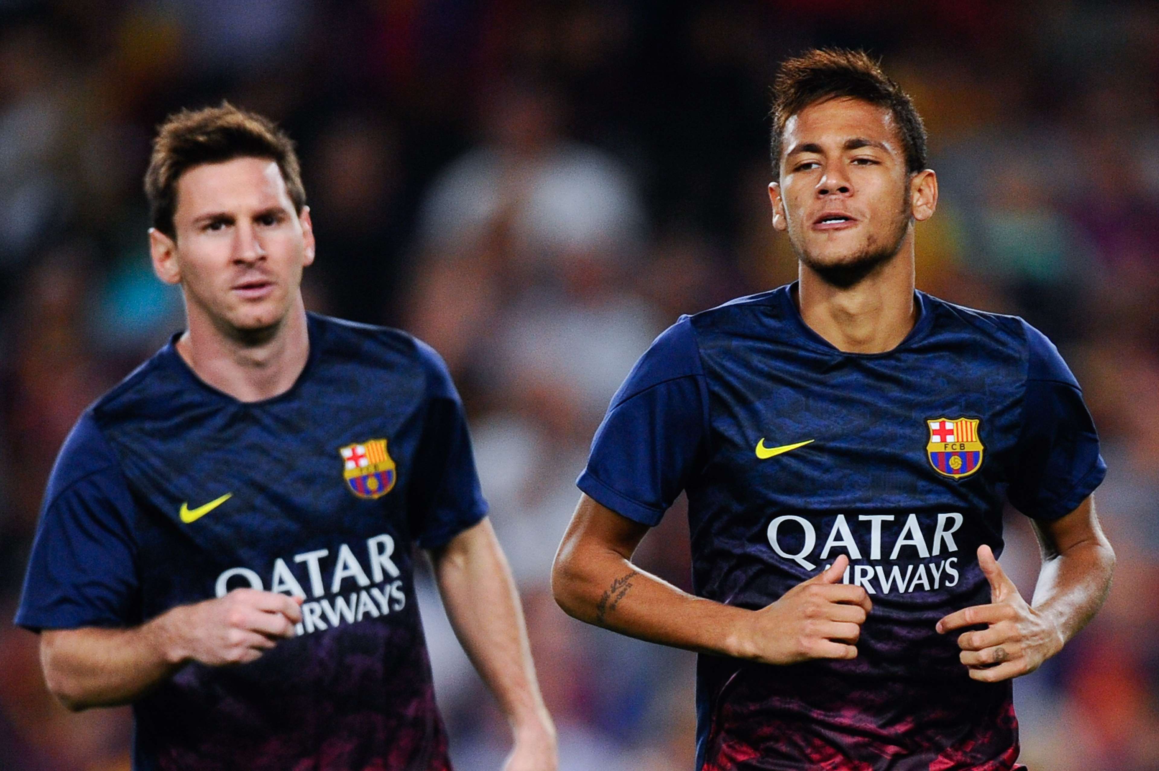 Barcelona players Lionel Messi and Neymar