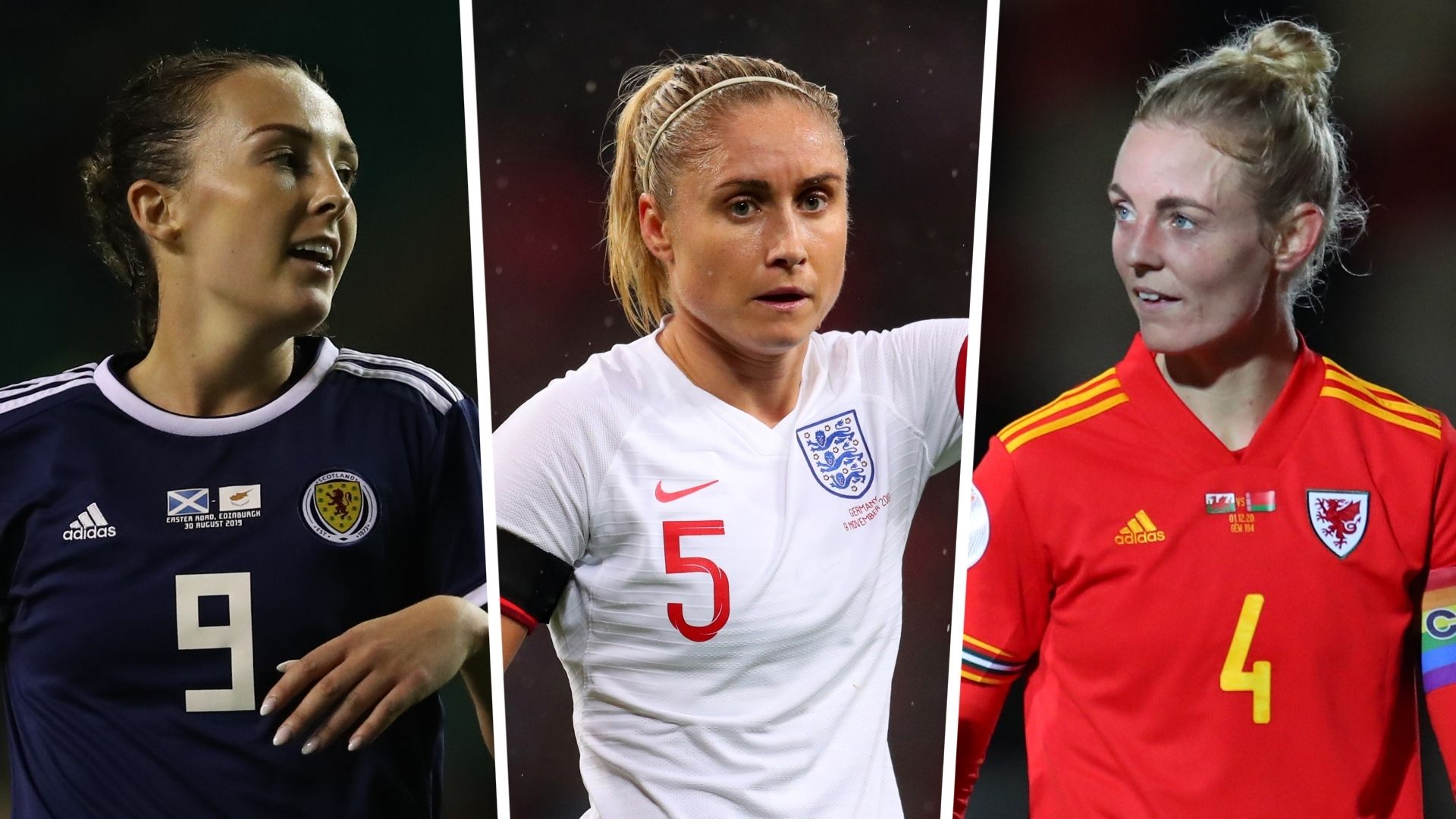 Caroline Weir Steph Houghton Sophie Ingle Scotland England Wales women split