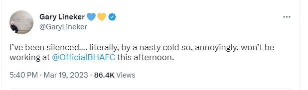 Gary Lineker tweet
