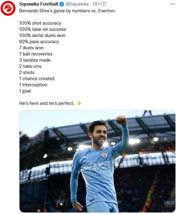 베르나르두 실바 에버턴전 스탯