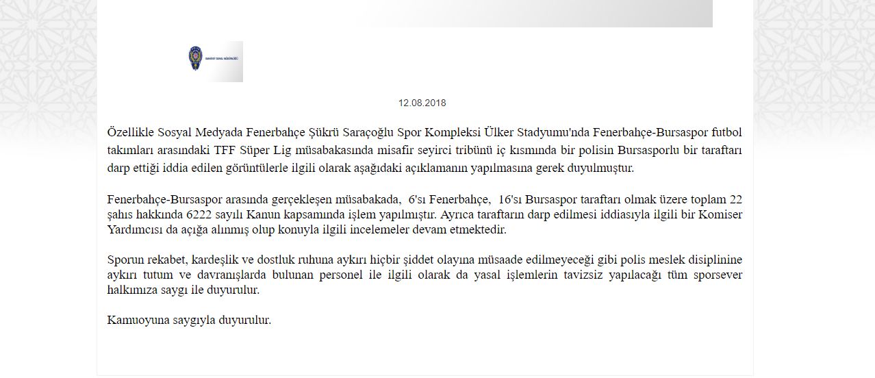 EGM Fenerbahce - Bursaspor
