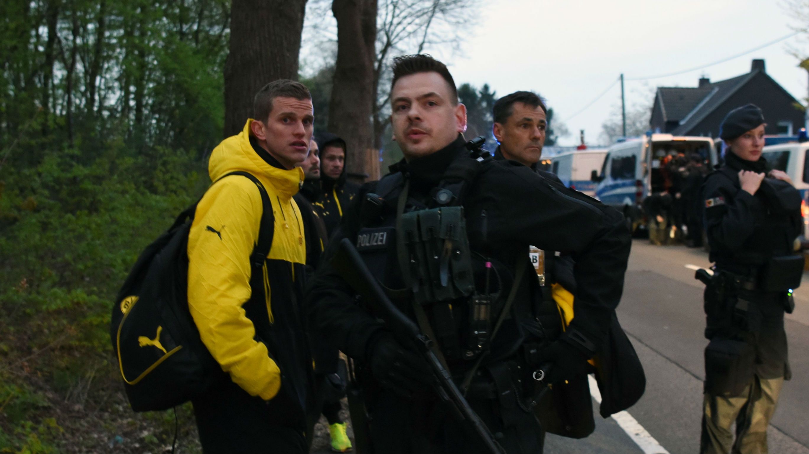 Dortmund players after explosion