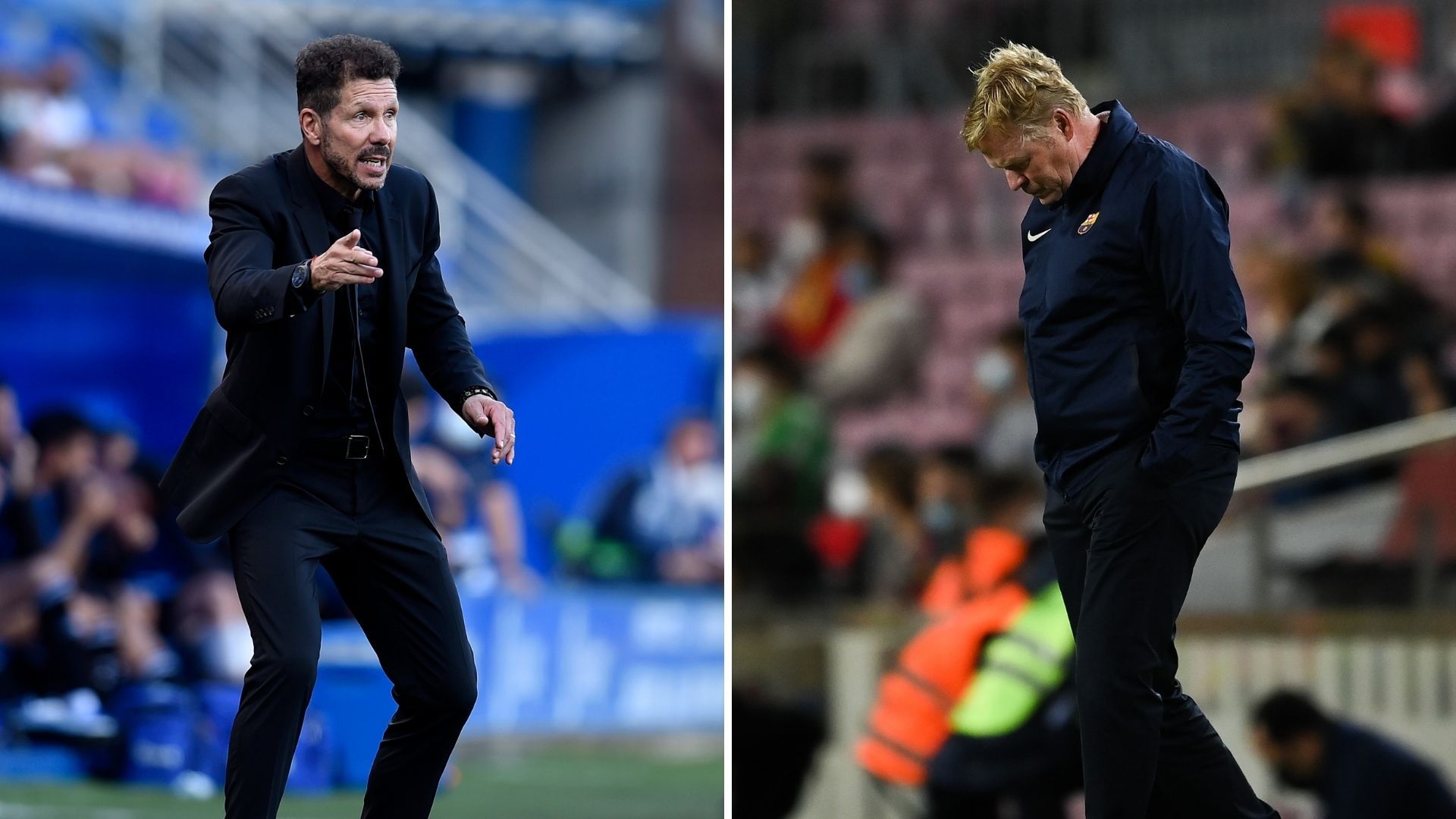Simeone y Koeman, entrenador de Atlético de Madrid y Barcelona