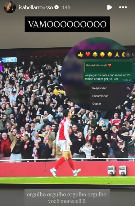 Gabriel Martinelli Isabella Rousso prediction Arsenal Man City 2025