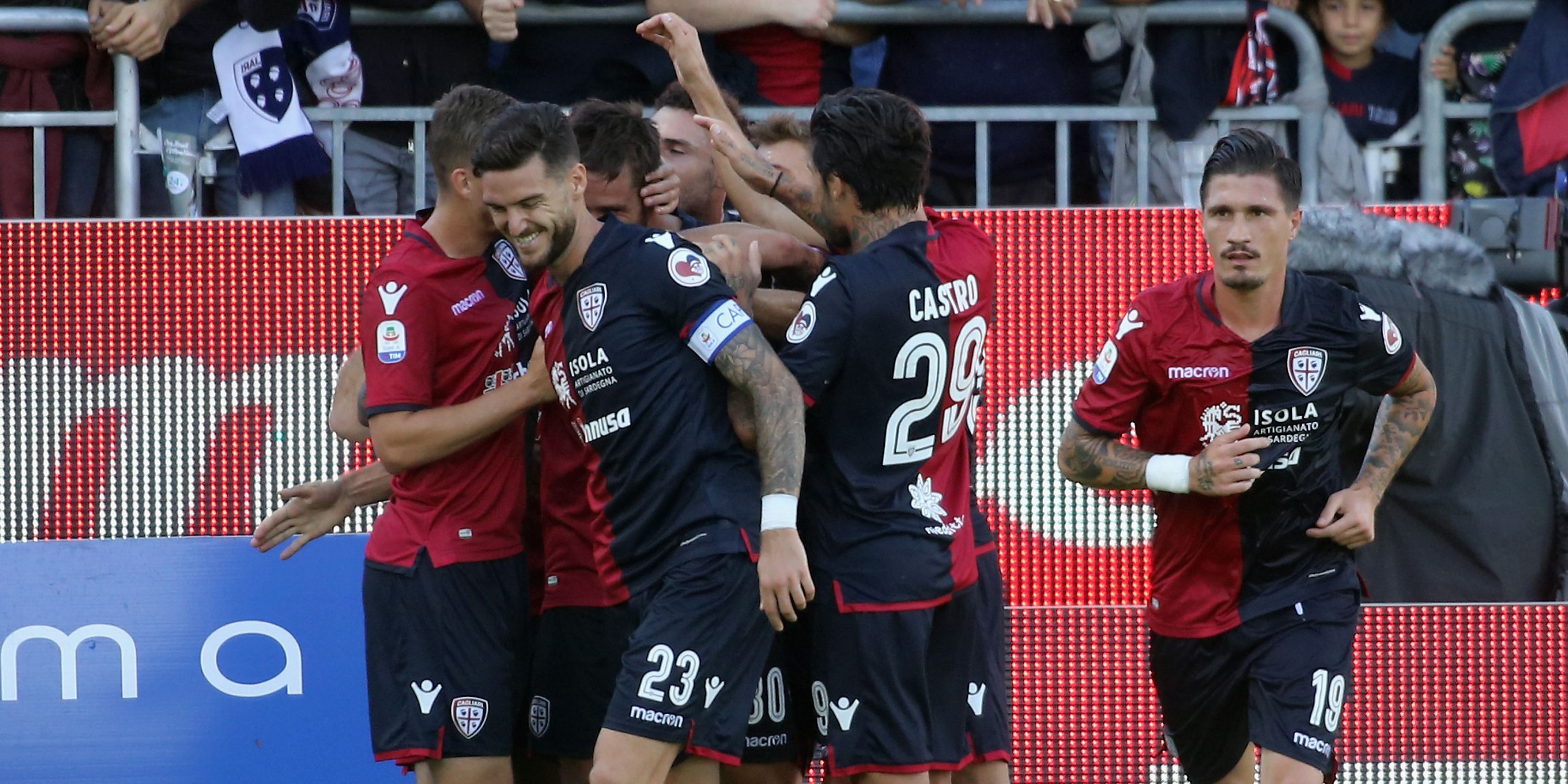 Cagliari celebrating Chievo