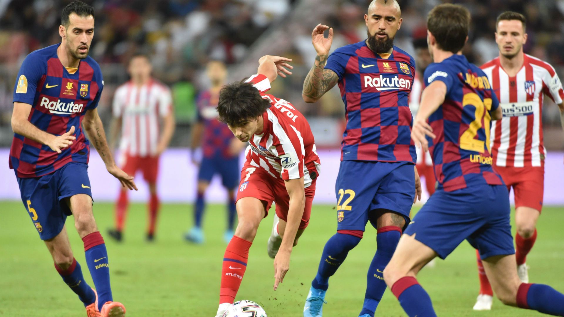 Joao Feliz Busquets Atletico Madrid Barcelona Supercopa española