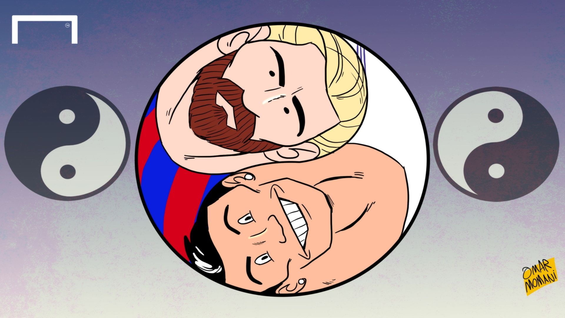 Cartoon Yin Yang Messi Ronaldo