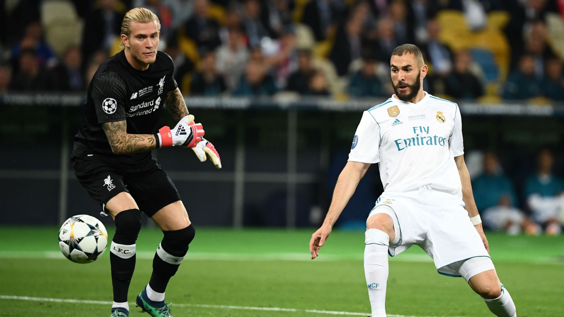 Loris Karius Karim Benzema Liverpool Real Madrid Champions League final 2018