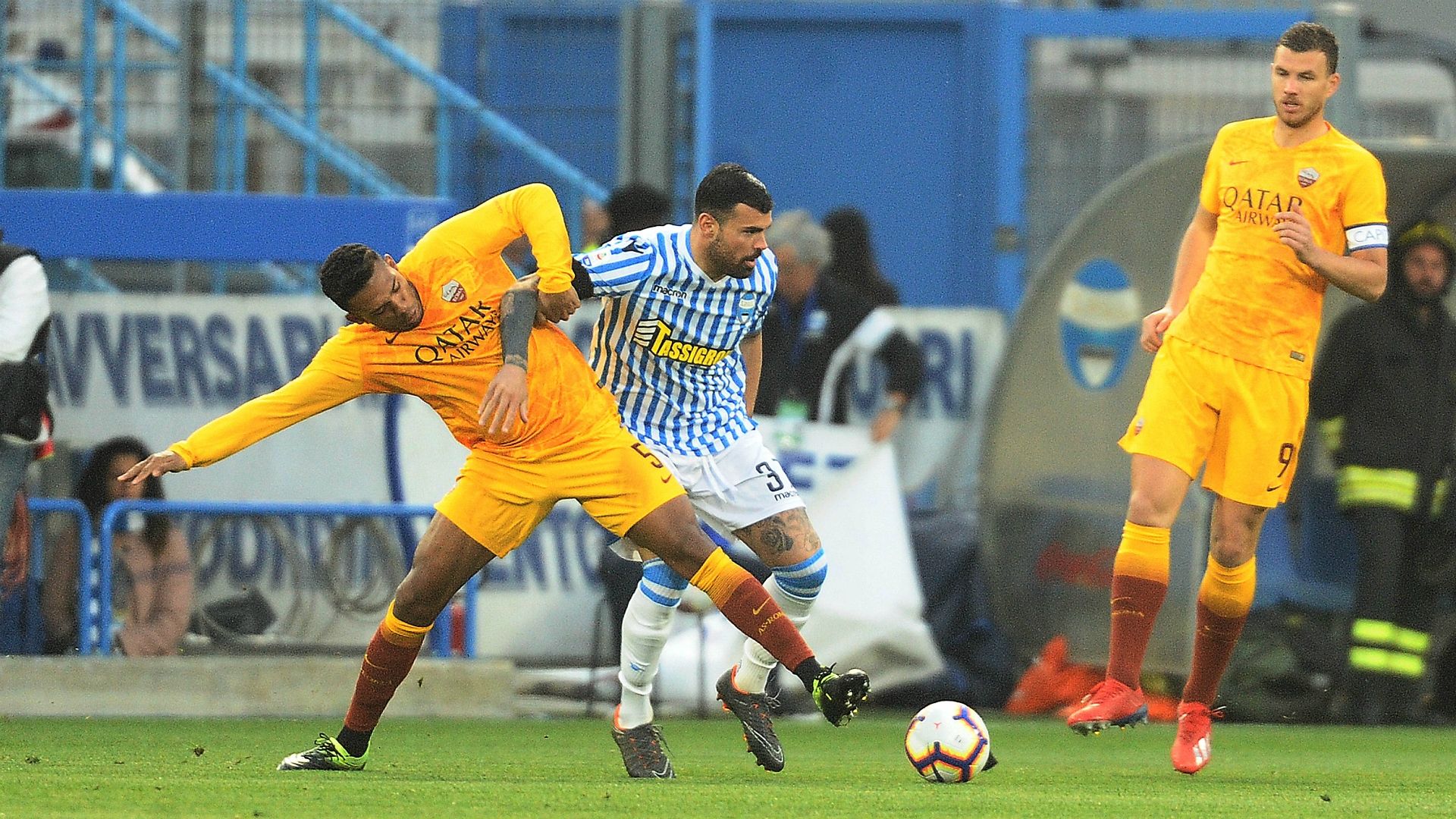 Andrea Petagna Juan Jesus Edin Dzeko SPAL Roma Serie A