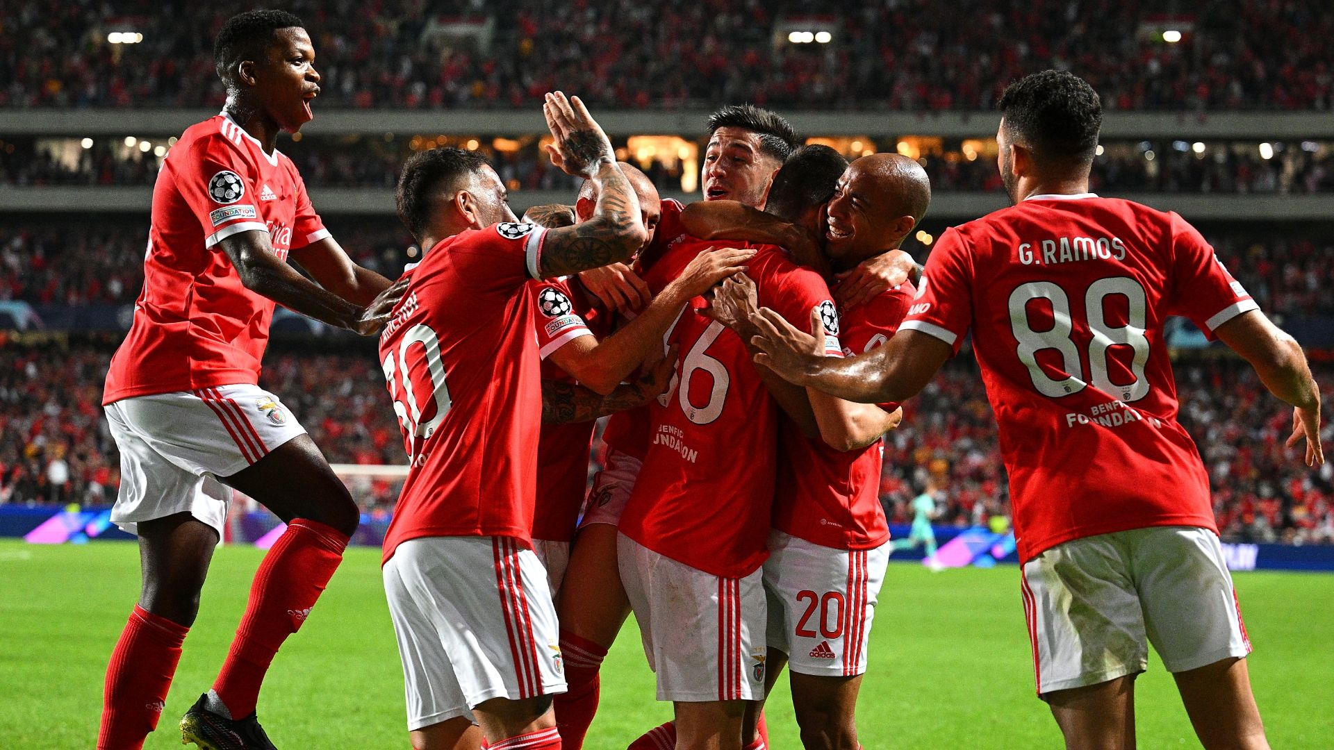 Benfica celebrating Juventus
