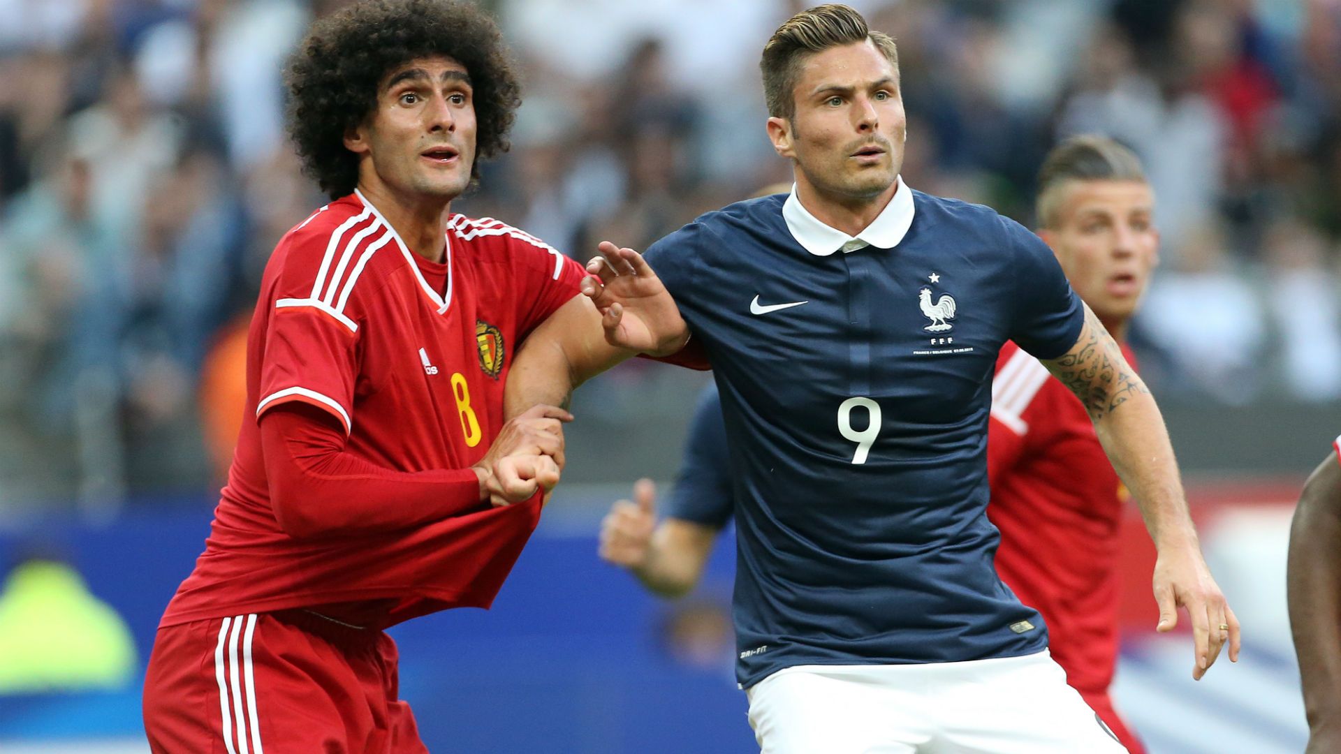 Olivier Giroud Marouane Fellaini France Belgium 2015