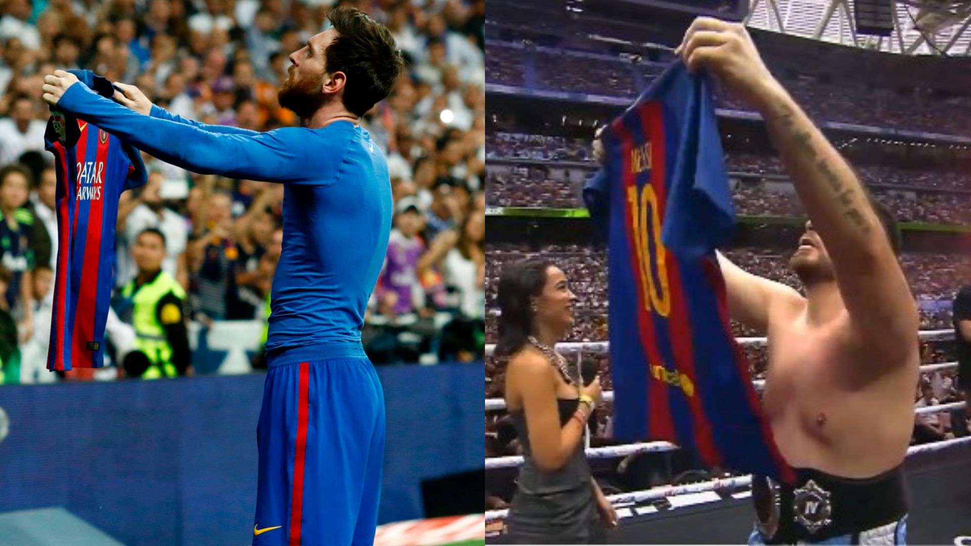Lionel Messi Ibai Llanos celebration Bernabeu