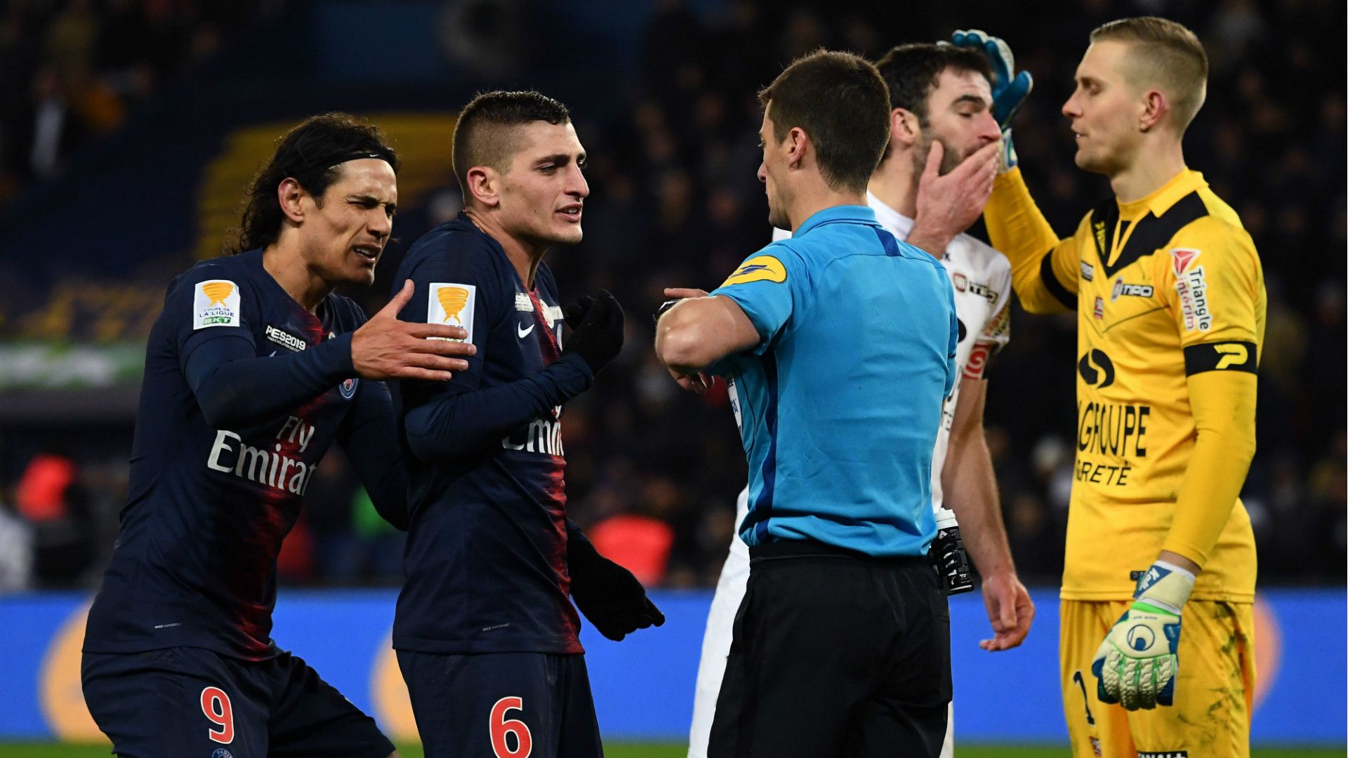 Edinson Cavani Marco Verratti PSG Guingamp