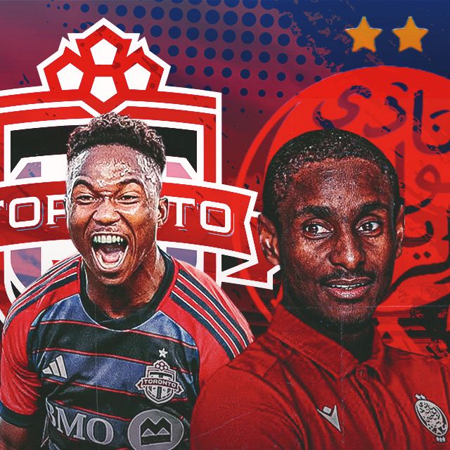 Cassius Mailula of Toronto FC and Rhulani Mokwena of Wydad Casablanca