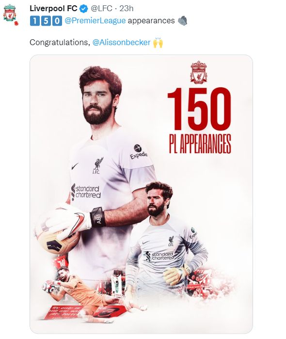 Alisson 150 Premier League