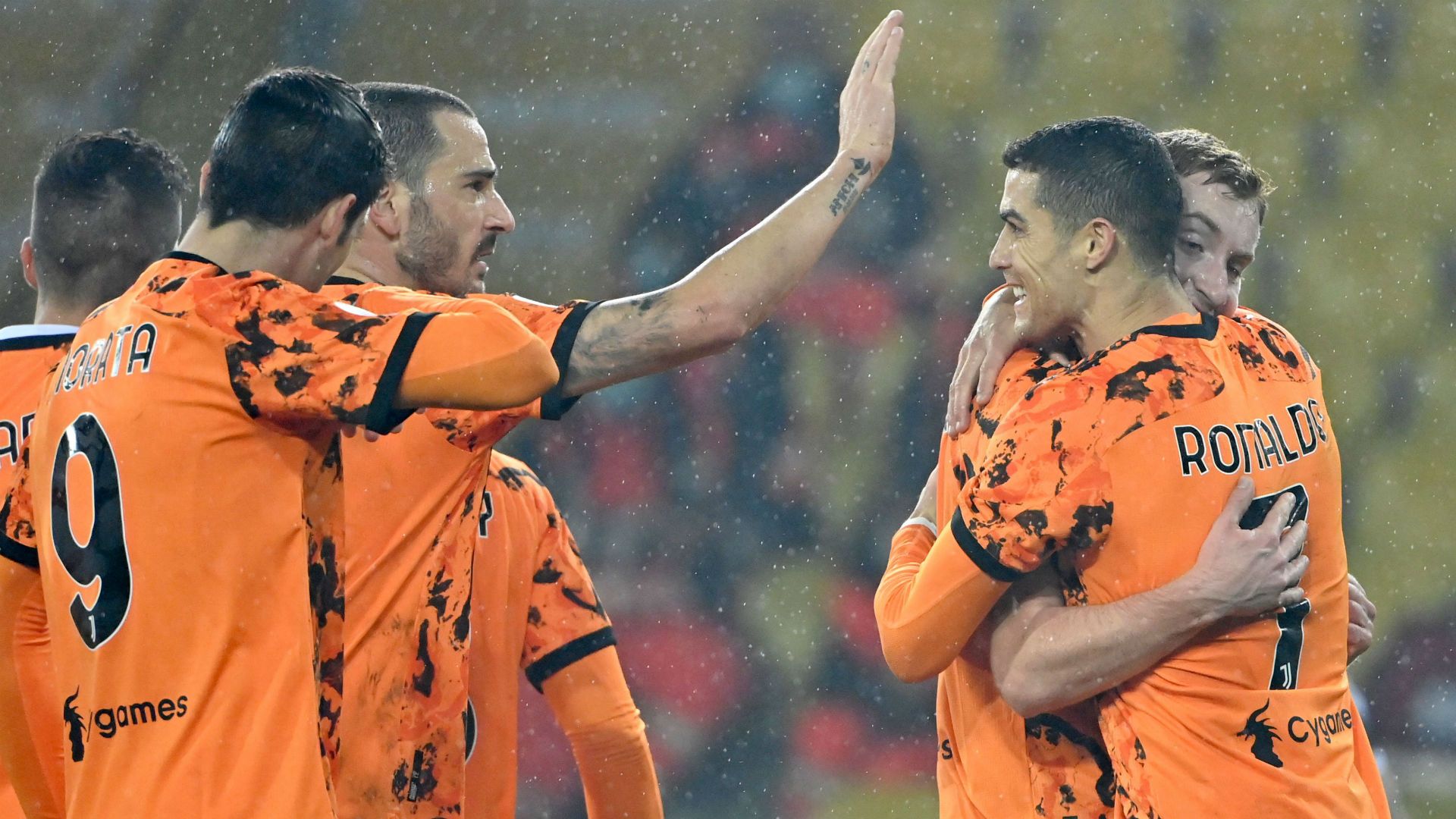 Bonucci Cristiano Ronaldo celebrating Parma Juventus