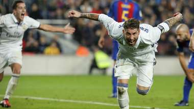 Sergio Ramos celebrates Barcelona Real Madrid La Liga