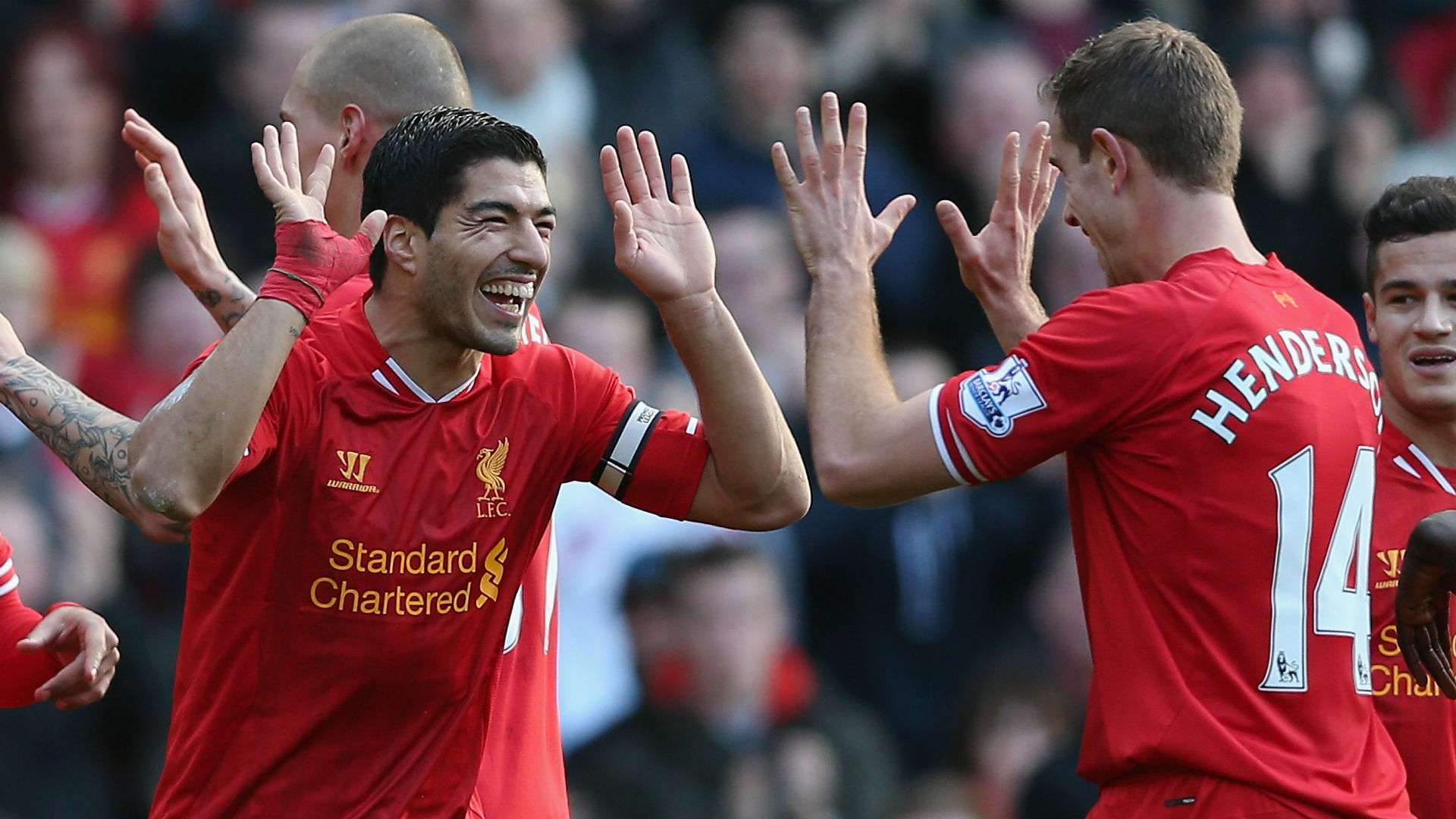 Jordan Henderson Luis Suarez Liverpool 2013