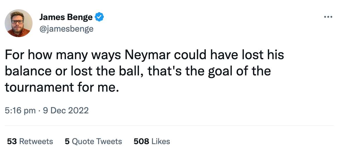 Neymar goal 2022 Tweet