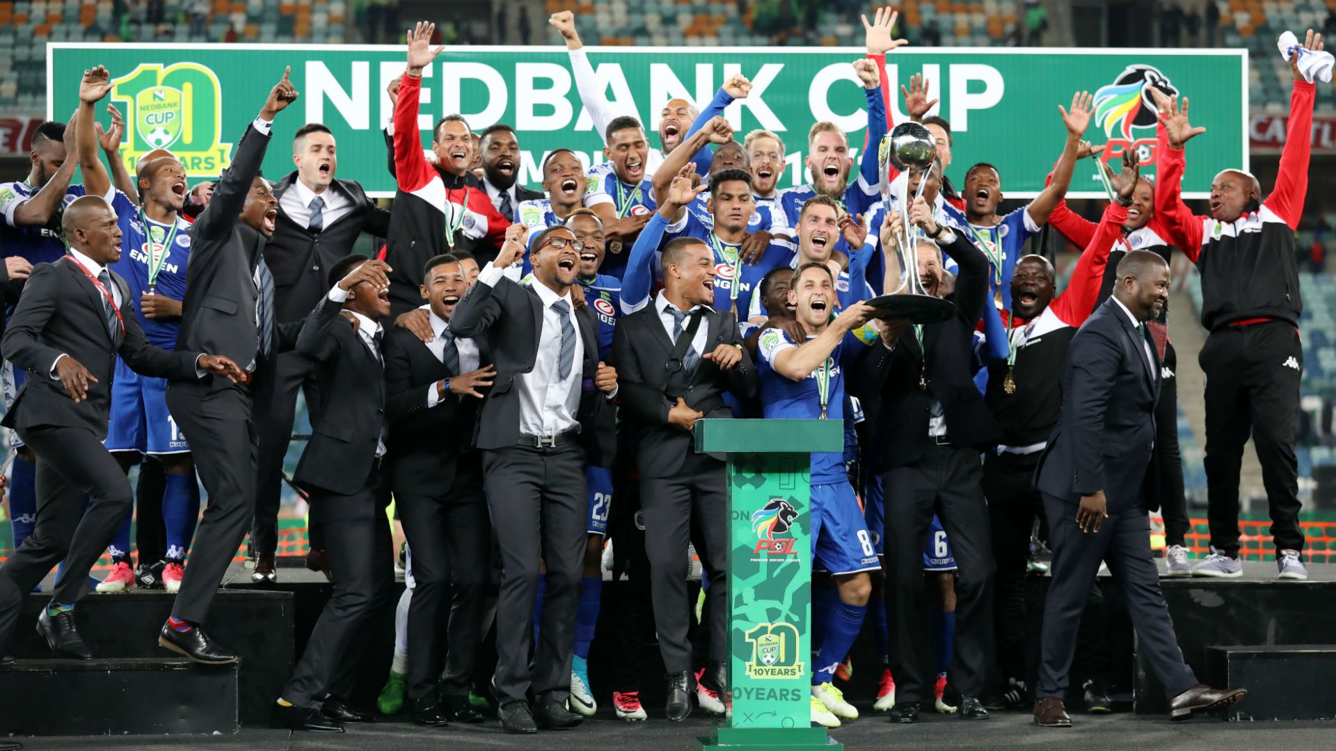 SuperSport United celebrating Nedbank Cup success