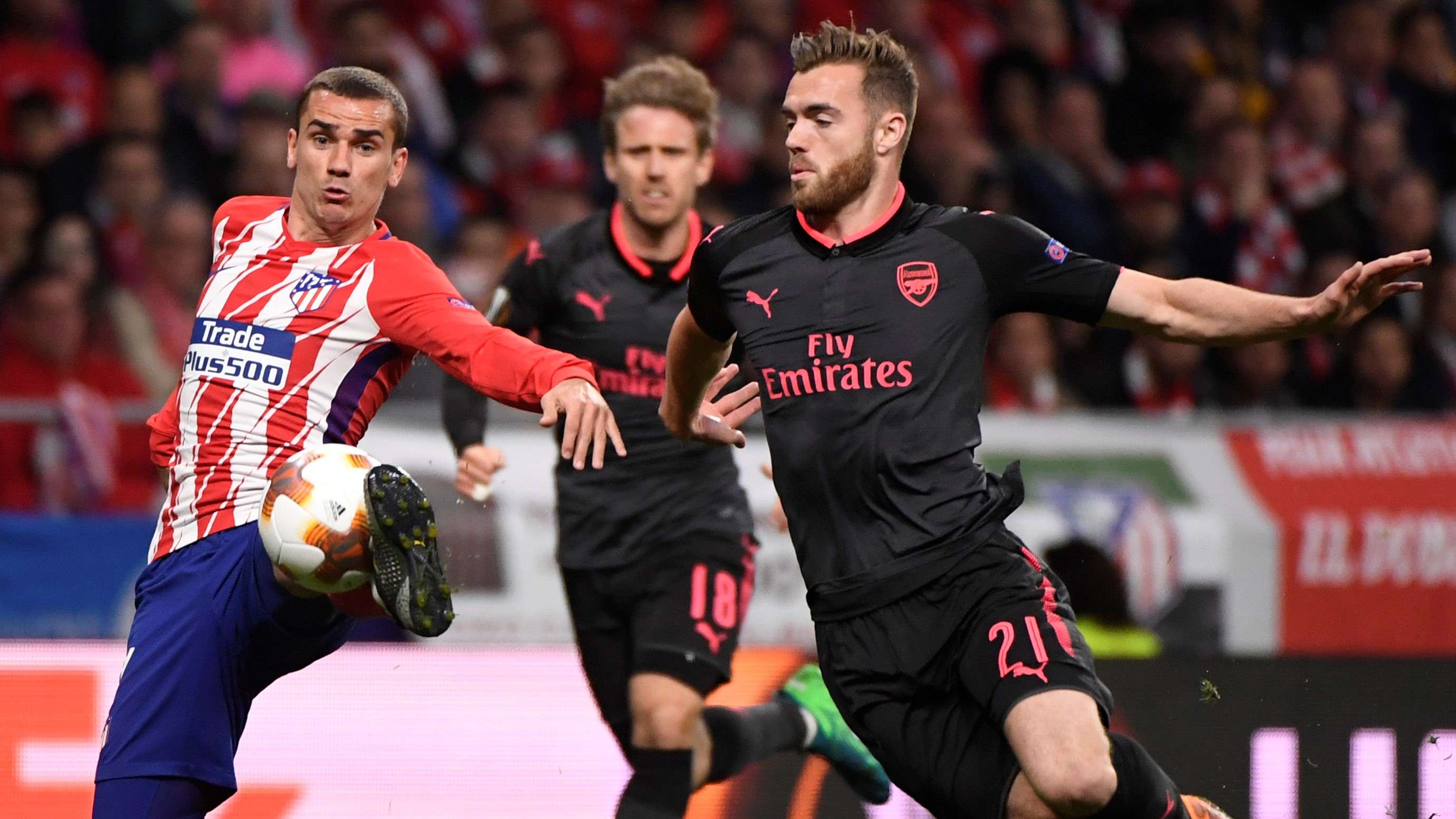 Antoine Griezmann Calum Chambers Atletico Arsenal UEL 03052018